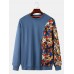 Mens Casual Cartoon Animal Patchwork Crew Neck Pullover Sweatshirts
