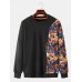 Mens Casual Cartoon Animal Patchwork Crew Neck Pullover Sweatshirts