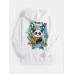 Mens Text & Cartoon Panda Back Print Pocket Ethnic Style Hoodies