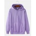 Mens Solid Color Basic Cotton Relaxed Fit Drawstring Hoodies With Kangaroo Pocket