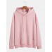 Mens Solid Color Basic Cotton Relaxed Fit Drawstring Hoodies With Kangaroo Pocket