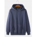 Mens Solid Color Basic Cotton Relaxed Fit Drawstring Hoodies With Kangaroo Pocket