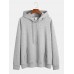 Mens Solid Color Basic Cotton Relaxed Fit Drawstring Hoodies With Kangaroo Pocket