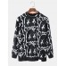 Men Printed Patchwork Stitching Pullover Cute Casual Sweatshirt