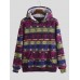 Mens Animal Printed Ethnic Style Casual Pocket Hooded Sweatshirt