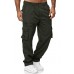 men's casual straight cargo pants multi-pocket loose work pants outdoor trousers sports fitness cargo pants black khaki straight-leg pants with elastic waist