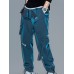 Men's Joggers Tactical Cargo Trousers Multiple Pockets Elastic Drawstring Design Solid Color Breathable Soft Pants Casual Daily Fashion Streetwear Black Blue / Elasticity