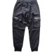 Men's streetwear cargo pants joggers hip-hop long trousers with multi-pockets Ribbon athleisure sweatpants sports outdoor fashion casual relaxed fit with elastic waist drawstring pants