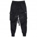 Men's streetwear cargo pants joggers hip-hop long trousers with multi-pockets Ribbon athleisure sweatpants sports outdoor fashion casual relaxed fit with elastic waist drawstring pants