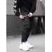 Men's streetwear cargo pants joggers hip-hop long trousers with multi-pockets Ribbon athleisure sweatpants sports outdoor fashion casual relaxed fit with elastic waist drawstring pants