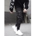 Men's streetwear cargo pants joggers hip-hop long trousers with multi-pockets Ribbon athleisure sweatpants sports outdoor fashion casual relaxed fit with elastic waist drawstring pants