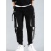 men's cargo pants Streetwear Embroidery Color Block Cotton jogging pants Trousers With Multi-pockets ribbon hiphop punk joggers sweatpants sport harem pants spring Fall