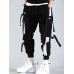 men's cargo pants Streetwear Embroidery Color Block Cotton jogging pants Trousers With Multi-pockets ribbon hiphop punk joggers sweatpants sport harem pants spring Fall