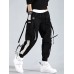 men's cargo pants Streetwear Embroidery Color Block Cotton jogging pants Trousers With Multi-pockets ribbon hiphop punk joggers sweatpants sport harem pants spring Fall