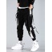 men's cargo pants Streetwear Embroidery Color Block Cotton jogging pants Trousers With Multi-pockets ribbon hiphop punk joggers sweatpants sport harem pants spring Fall