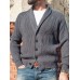 Men's Cardigan Sweater Jumper Ribbed Knit Knitted Button Solid Color Shirt Collar Basic Casual Daily Holiday Fall Winter Gray M L XL / Long Sleeve