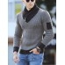 Men's Pullover Jumper Knit Knitted Color Block Turtleneck Ethnic Style Daily Fall Spring Black Gray S M L / Long Sleeve / Long Sleeve / Loose