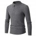 Men's Pullover Sweater Jumper Ribbed Knit Zipper Knitted Solid Color Stand Collar Stylish Basic Daily Holiday Fall Winter Black Gray M L XL / Long Sleeve / Long Sleeve / Weekend