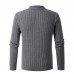 Men's Pullover Sweater Jumper Ribbed Knit Zipper Knitted Solid Color Stand Collar Stylish Basic Daily Holiday Fall Winter Black Gray M L XL / Long Sleeve / Long Sleeve / Weekend