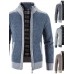 Men's Sweater Cardigan Jumper Knit Knitted Color Block Shirt Collar Stylish Casual Sport Daily Fall Winter Blue Light gray M L XL / Long Sleeve / Long Sleeve
