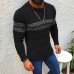 Men‘s Sweater Pullover Long Top Denim Shirt Mens Bishop Sleeve Color Block Round Neck Medium Fall & Winter Black White Yellow