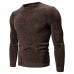 Men's Pullover Sweater Jumper Ribbed Knit Cropped Knitted Solid Color Crew Neck Stylish Basic Daily Holiday Fall Winter Black Coffee S M L / Cotton / Long Sleeve