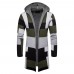 mens colorblock knitted long sleeve mid-length hooded sweater cardigans