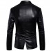 Men's Faux Leather Jacket Professional Winter Regular Coat Shirt Collar Jacket Long Sleeve Solid Colored Black Brown