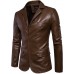 Men's Faux Leather Jacket Professional Winter Regular Coat Shirt Collar Jacket Long Sleeve Solid Colored Black Brown