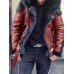 Men's Jacket Outdoor Street Daily Fall Winter Regular Coat Regular Fit Thermal Warm Windproof Breathable Streetwear Sporty Casual Jacket Long Sleeve Solid Color Pocket Green Black Wine / Faux Leather