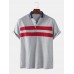 Mens Color Block Half Open Button Casual Golf Shirts