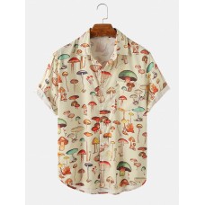 Mens Cartoon Container Print Turn Down Collar Short Sleeve Shirts