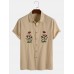 Mens Rose Embroidery 100% Cotton Casual Shirts