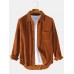 Mens Corduroy Chest Pocket Long Sleeve Comfy Casual Shirts