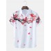 Mens Casual Flower Print Short Sleeve Shirts