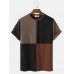 Mens Color Block Patchwork Crew Neck T-Shirts