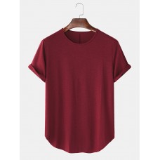 Solid Color Round Neck Short Sleeve Casual T-Shirts