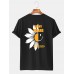Special Offers Cartoon Chrysanthemum Smile Print Breathable Round Neck Casual T-Shirts