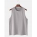 Breathable Cotton Solid Color Casual Round Neck Sleeveless Tank Tops