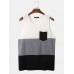 Mens Sleeveless Patchwork Chest Pocket Preppy Tank Top