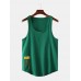 Men Casual Letter Print Solid Color Crew Neck Sleeveless Tank Tops