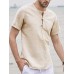 Men Solid Color Chinese Buckle Casual Henley Shirts