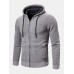 Mens Knitted Zipper Front Solid Color Warm Long Sleeve Hooded Sweater Hoodie Jacket