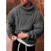 Mens Rib-Knit High Neck Solid Long Sleeve Casual Pullover Sweaters