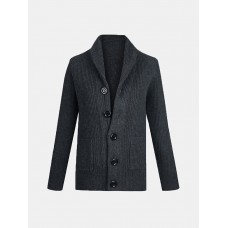 Casual Thicken Knit Breathable Buttons Single Breasted Long Sleeve Cardigans For Men