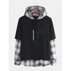 Men Hooded Sweaters Japanese Casual Lattice Stitching Jacket