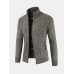 Mens Casual Thick Knit Breathable Stand Collar Warm Cardigan