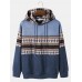 Men Floral Patchwork Contrast Color Drawstring Hooded Sweatshirts