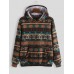 Mens Animal Printed Ethnic Style Casual Pocket Hooded Sweatshirt