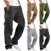 Men's Joggers Trousers Cargo Pants Drawstring Elastic Waist Multiple Pockets Solid Color Comfort Breathable Pants Casual Daily Fashion Streetwear Green Black / Elasticity